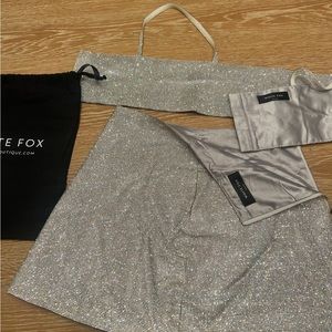 White Fox Boutique- Breathtaking Crop Silver and One Last Time Mini Skirt (XS/S)